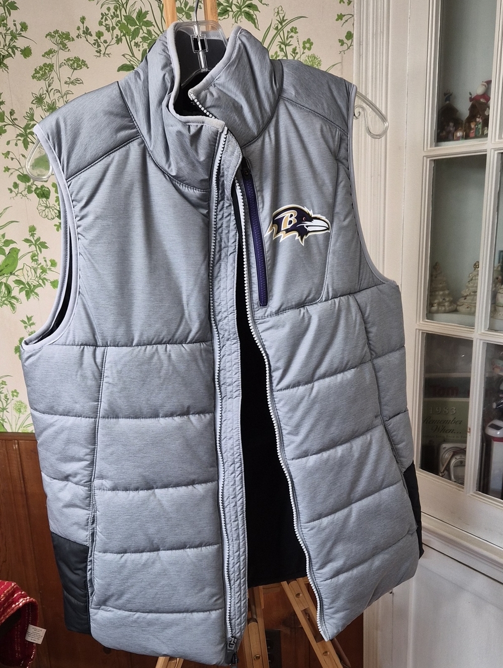 NFL Baltimore Ravens Gray Quilted Puffer Winter Vest